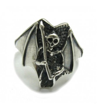 R000248 Genuine Sterling Silver Ring Solid 925 Death Skull Skeleton Biker Handmade